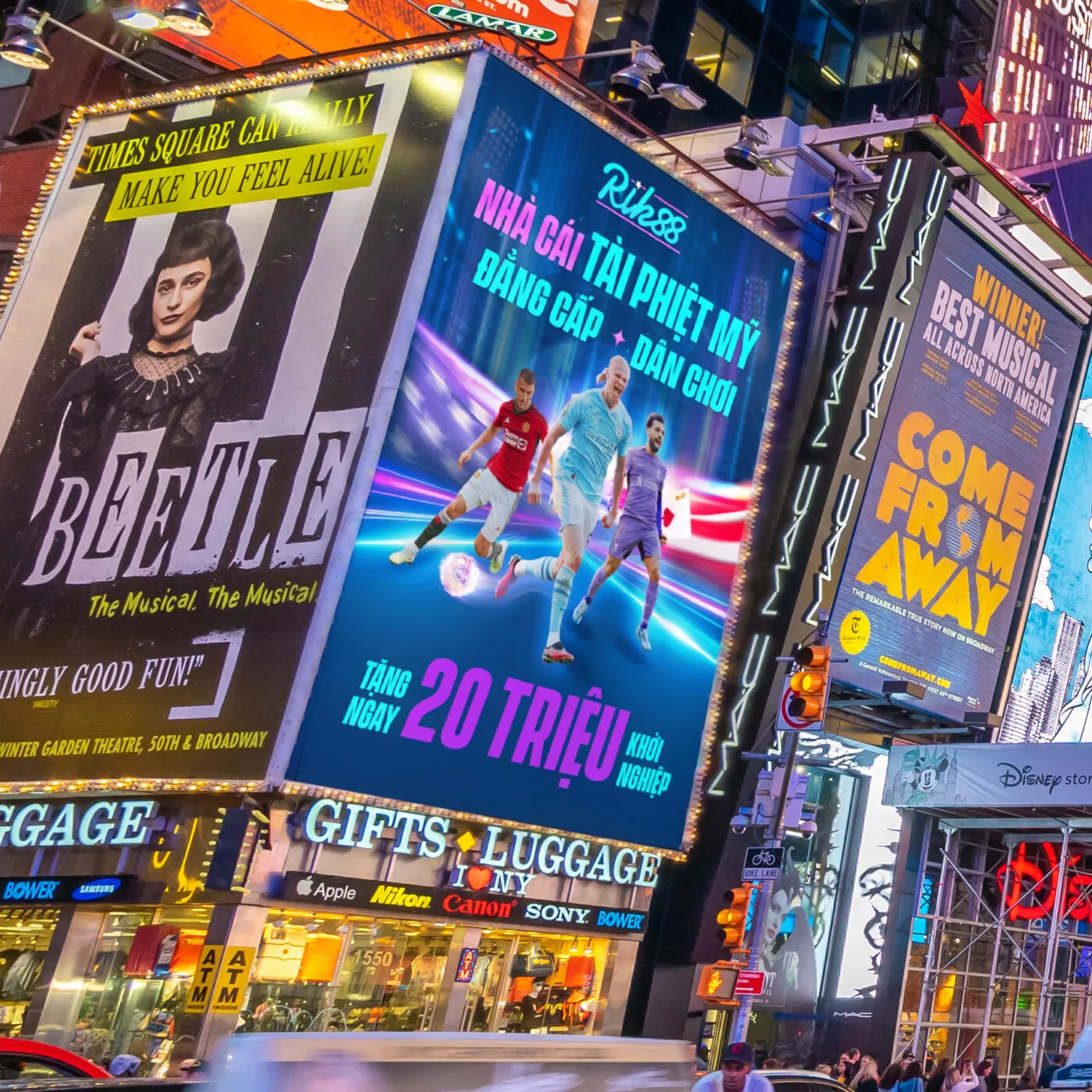 Billboard Rik88 xuất hiện giữa khu trung tâm Times Square tại Mỹ – quảng cáo thật hay chỉ là hình ảnh dàn dựng?